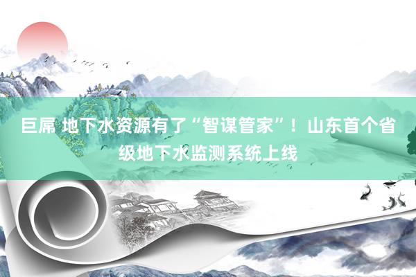 巨屌 地下水资源有了“智谋管家”！山东首个省级地下水监测系统上线