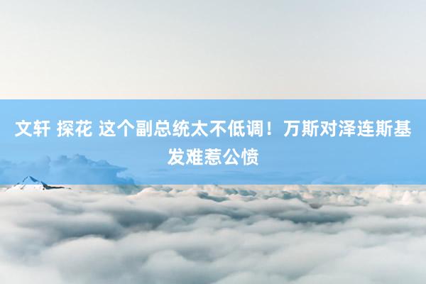文轩 探花 这个副总统太不低调！万斯对泽连斯基发难惹公愤